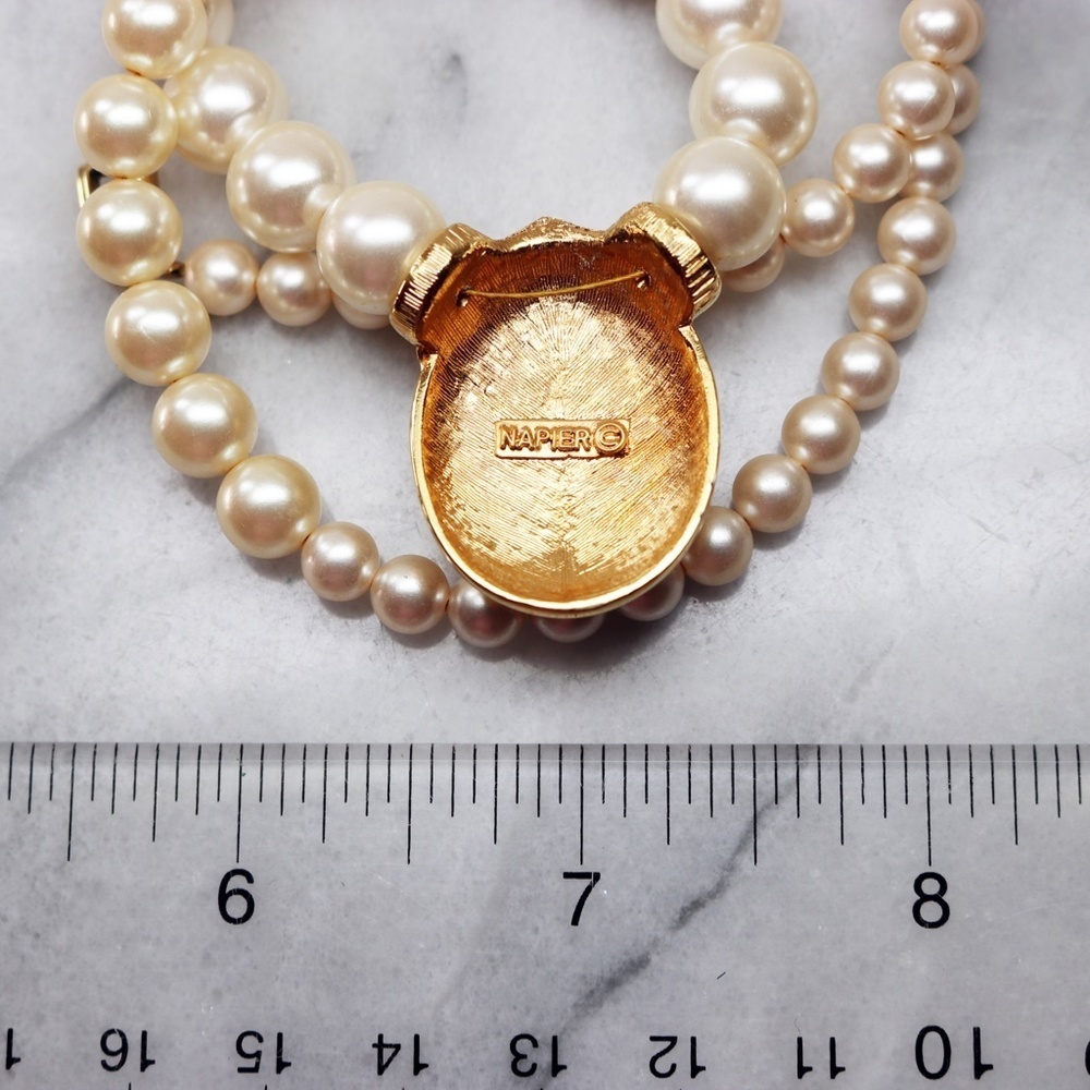 Vintage Napier Teardrop Pearl Statement Necklace - Picture 12 of 13
